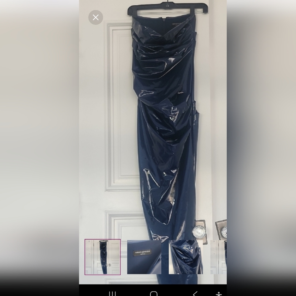 Naked Wardrobe Vinyle Navy Tube Dress - Picture 2 of 4
